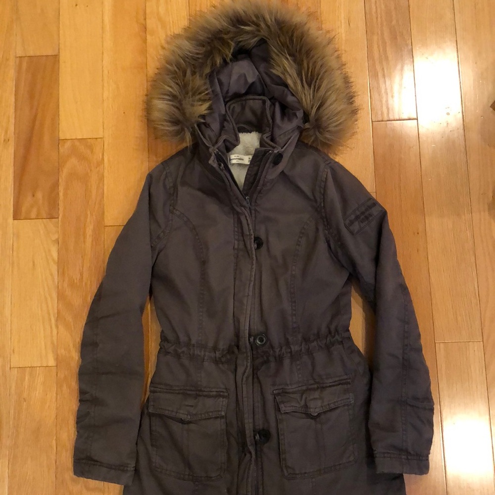 Abercrombie Kids Army Canvas Parka - Girls M